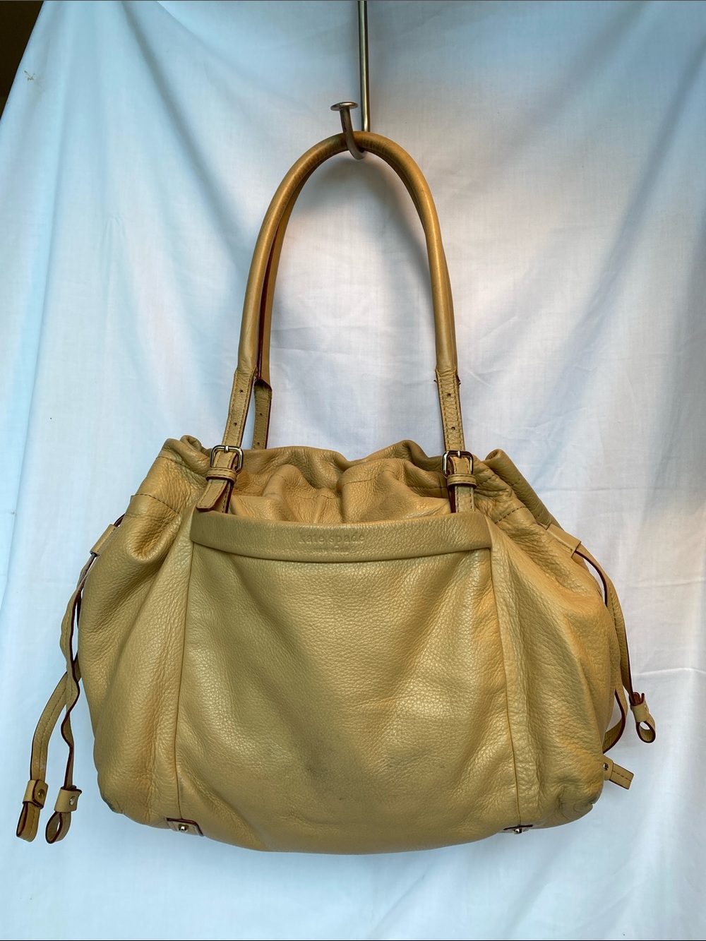kate spade Pebbled Leather Shoulder Tote in Mustard